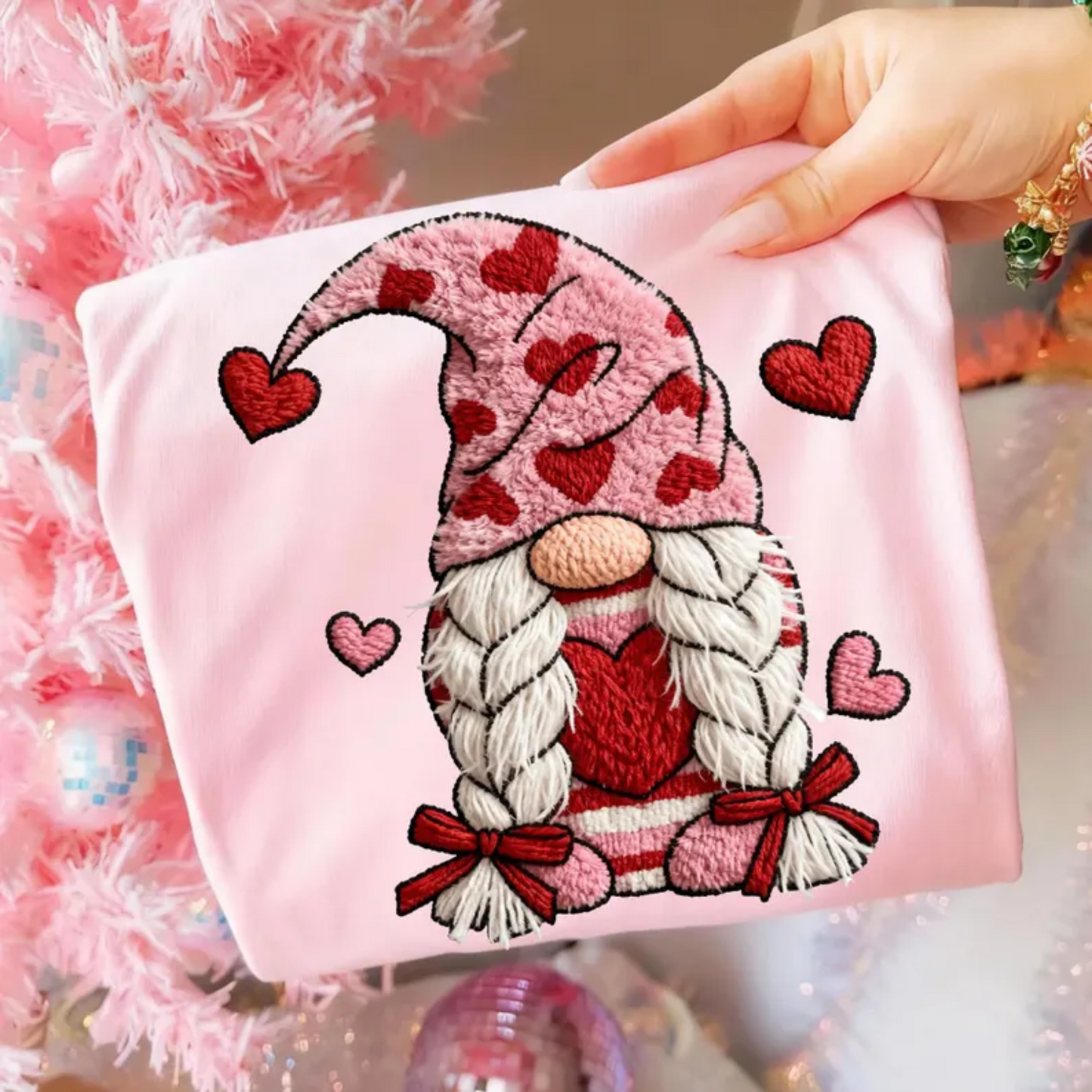 RTS VALENTINE GNOME HEARTS DTF DIRECT TO FILM transfers ADULT 9X12