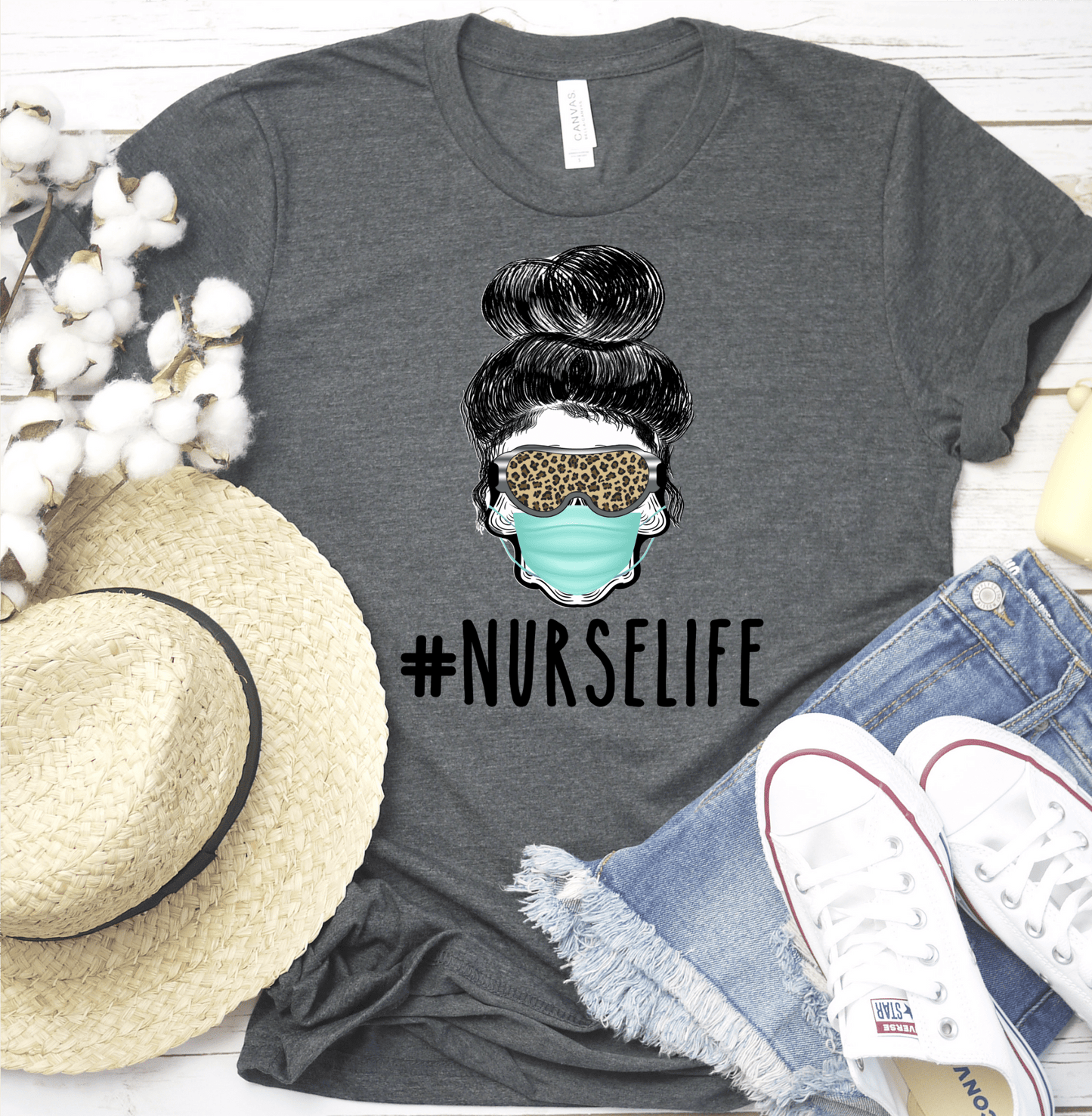 Nurse Life Skull Mask leopard DTF TRANSFERSPRINT TO ORDER - Do it yourself Transfers