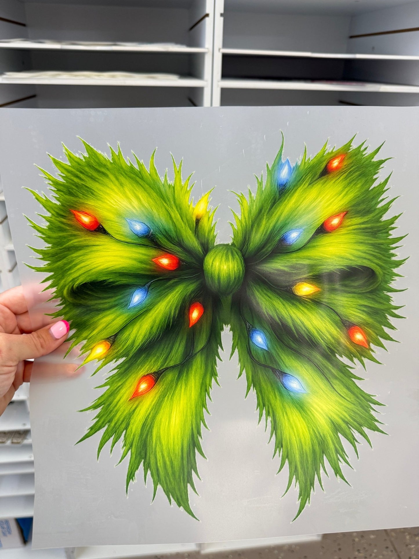 RTS FURR CHRISTMAS BOW LIGHTS GREEN MAN DTF DIRECT TO FILM transfers ADULT 10X12 - Do it yourself Transfers