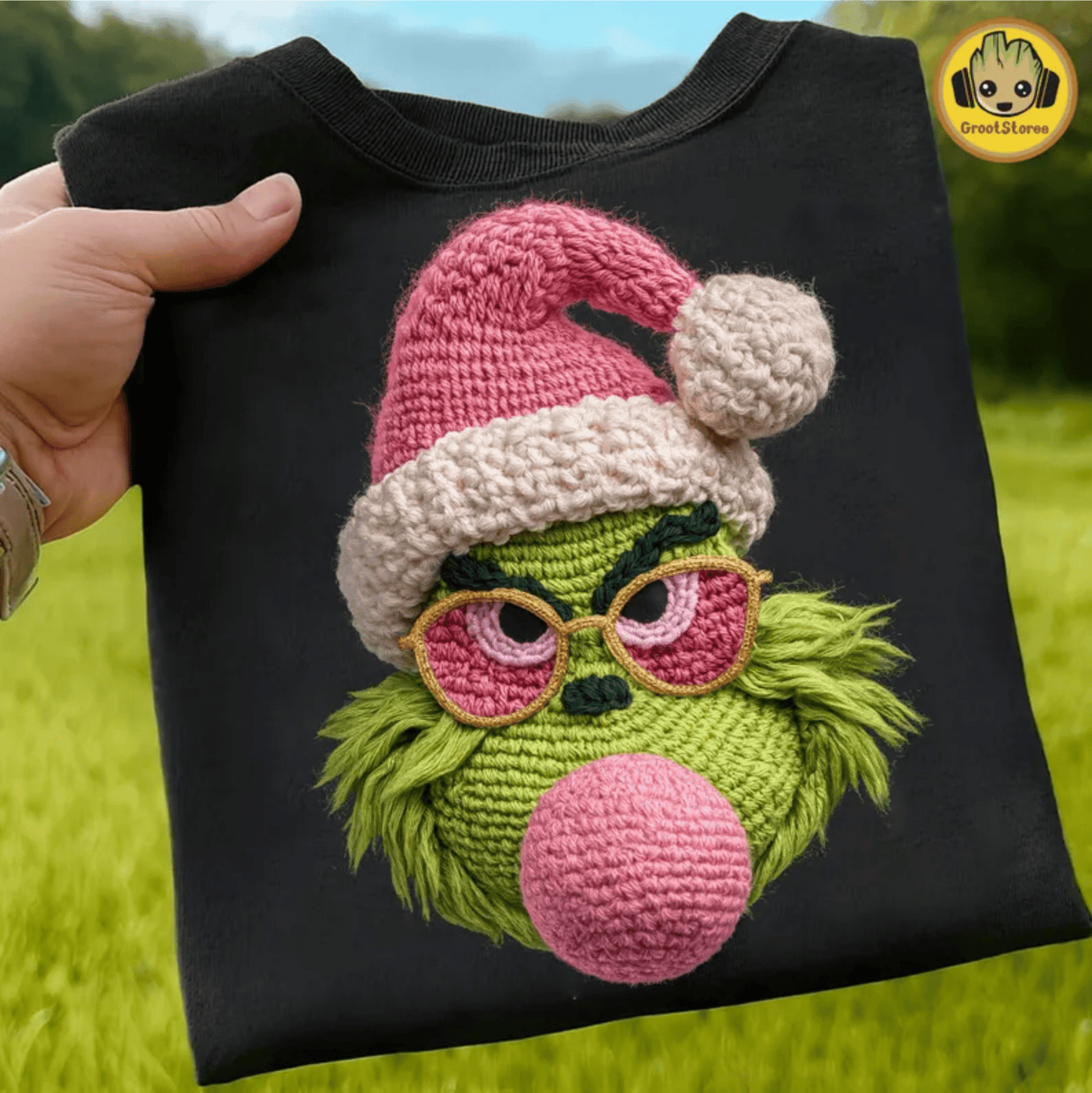 RTS GREEN MAN BUBBLE FAUX CROCHET DTF DIRECT TO FILM transfers ADULT 10X12 - Do it yourself Transfers