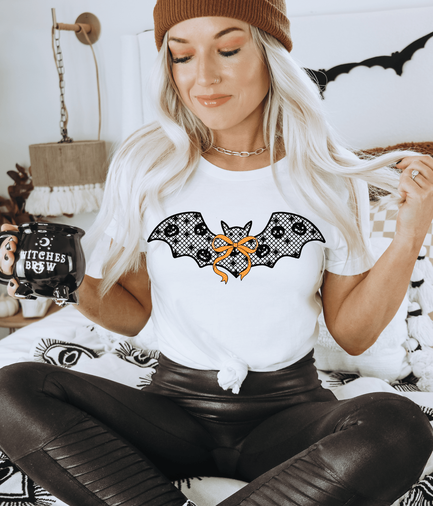 RTS HALLOWEEN BAT ORANGE BOW SCREEN PRINT transfer ADULT 6X12 - Do it yourself Transfers