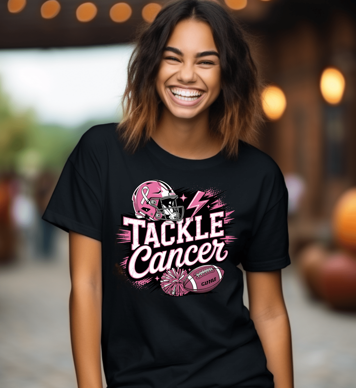 RTS TACKLE CANCER FOOTBALL PINK DTF DIRECT TO FILM transfers ADULT 10X12 - Do it yourself Transfers