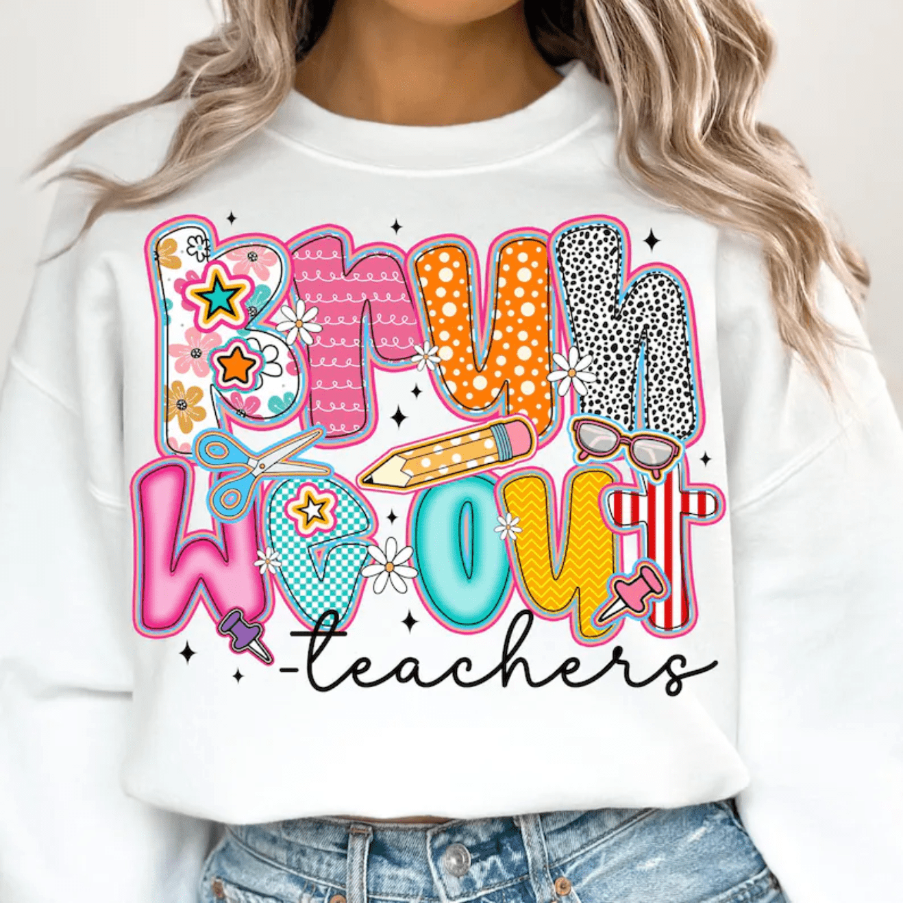 TRANSFER TUESDAY BRUH WE OUT TEACHERS PENCIL SCHOOL DTF DIRECT TO FILM transfers size ADULT 10X12 - Do it yourself Transfers