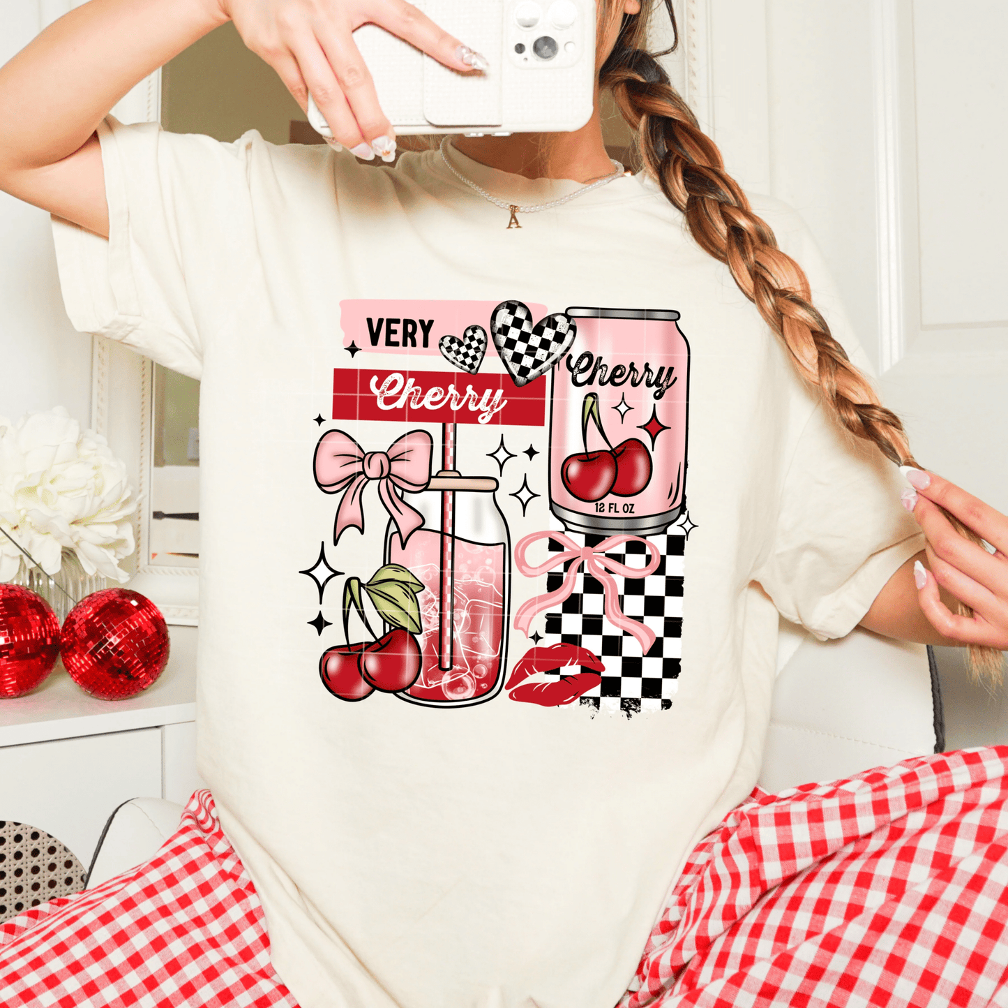 TRANSFER TUESDAY JUNE 6TH VERY CHERRY CAN CHECKER CHERRIES DTF DIRECT TO FILM transfers ADULT 10X11 - Do it yourself Transfers