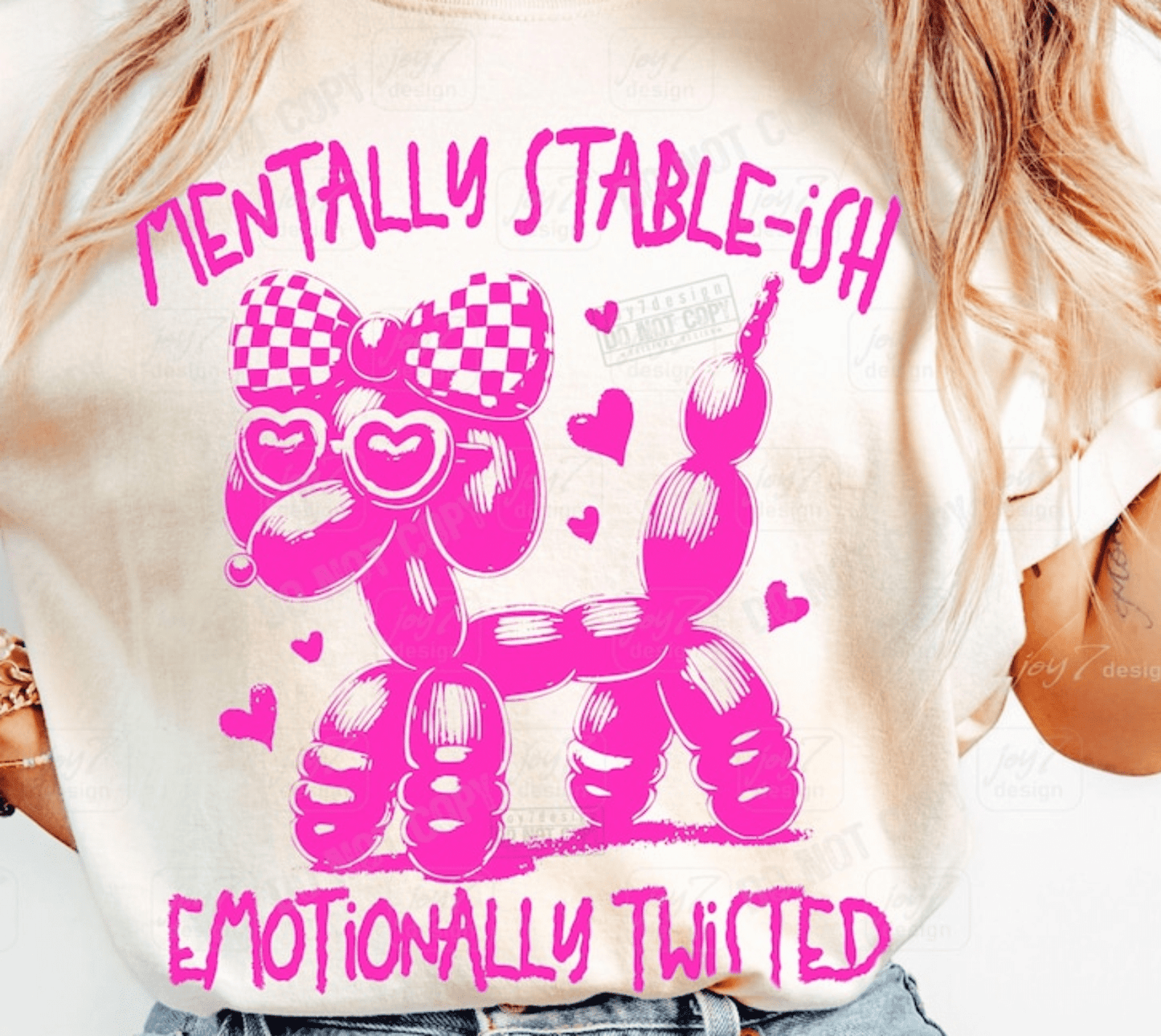 TRANSFER TUESDAY SHIPS MAY 20TH MENTALLY STABLE - ISH EMOTIONALLY TWISTED SINGLE COLOR PINK DTF DIRECT TO FILM transfers ADULT 10X11 - Do it yourself Transfers