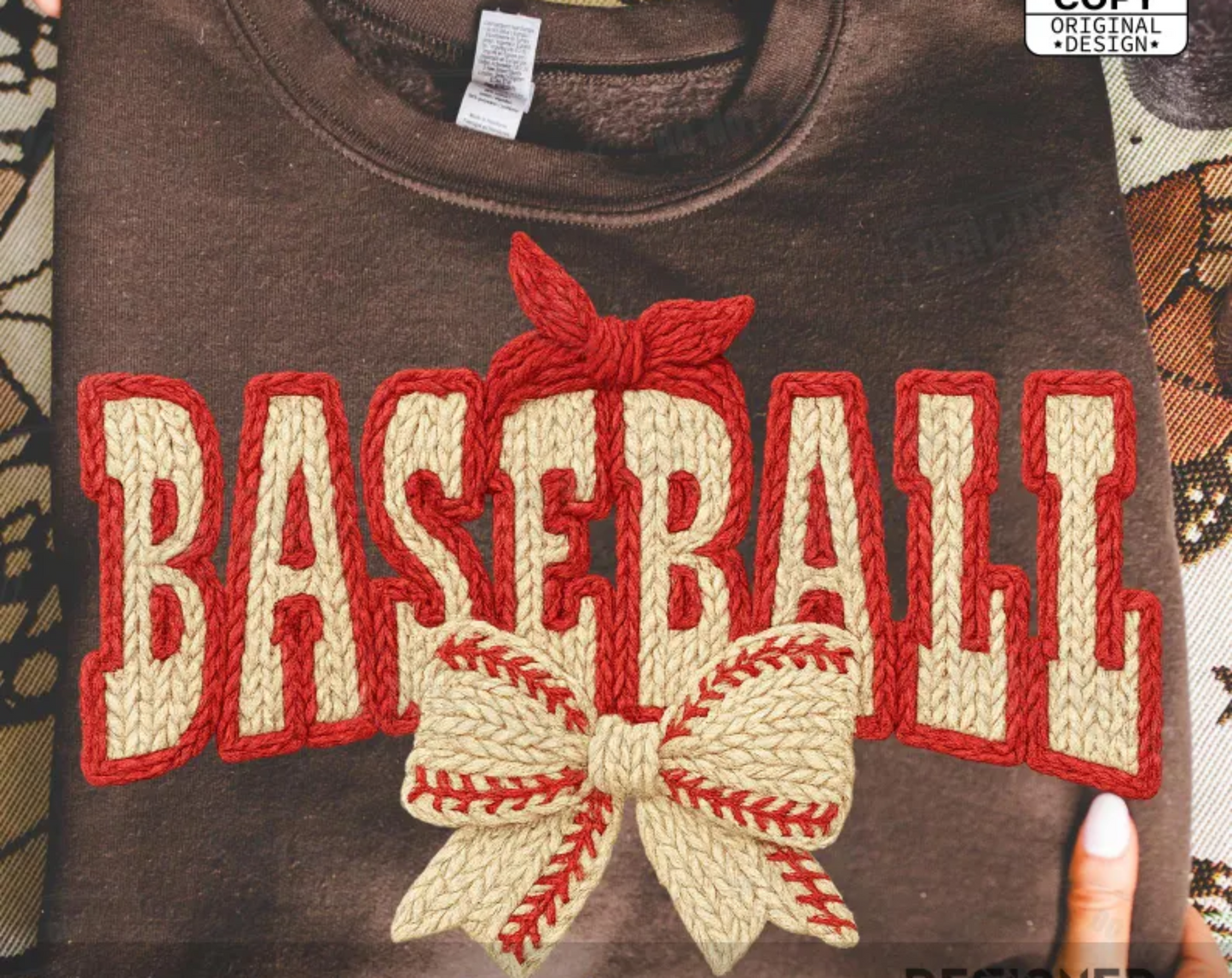 RTS BASEBALL YARN BOW DTF DIRECT TO FILM transfers ADULT 9X12