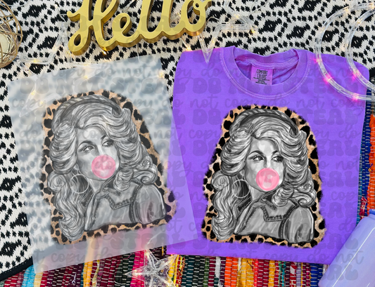 RTS DOLLY LEOPARD BUBBLE GUM DTF DIRECT TO FILM transfers ADULT 10X12  4-J