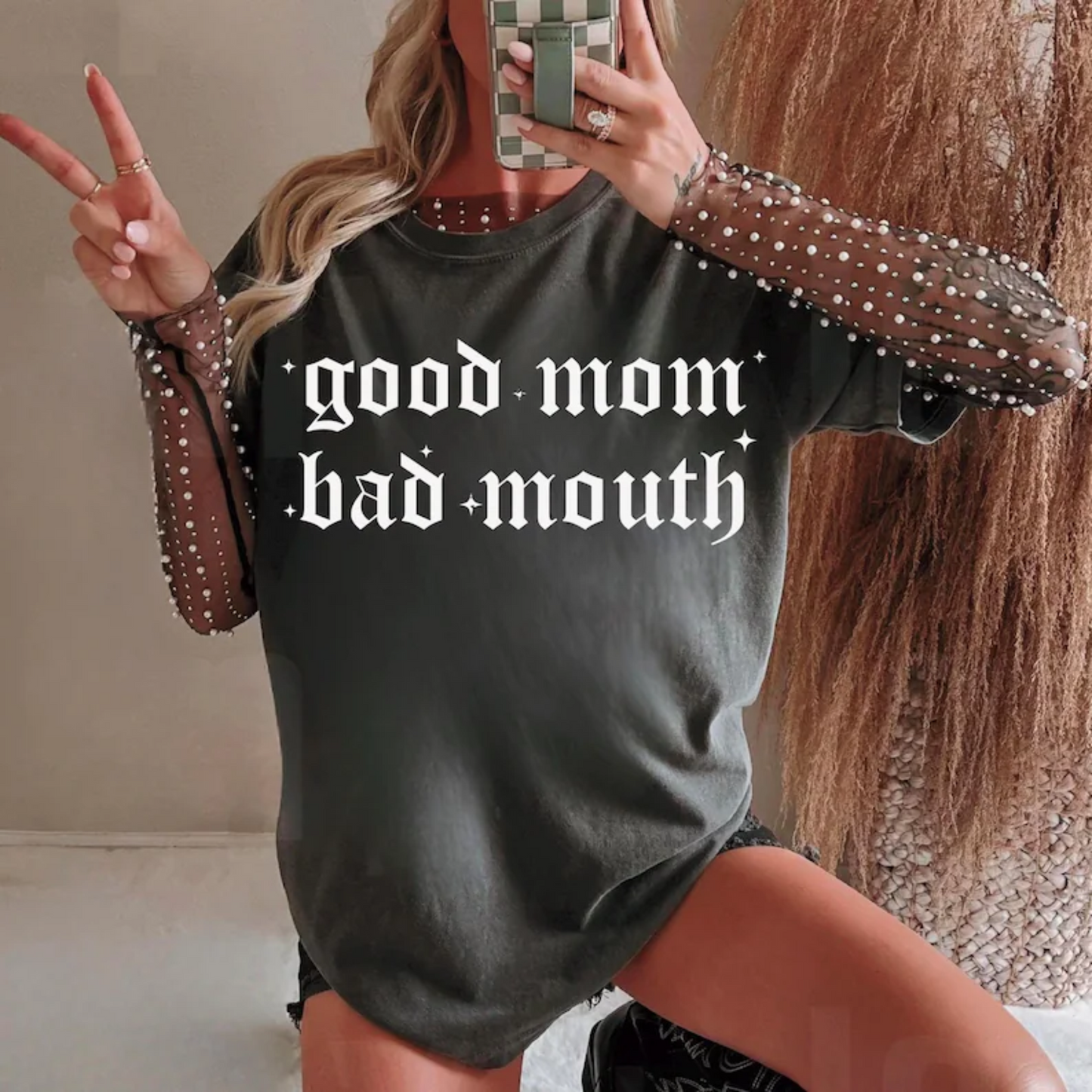 RTS GOOD MOM BAD MOUTH SINGLE COLOR WHITE DTF DIRECT TO FILM transfers ADULT 8X12 2-B