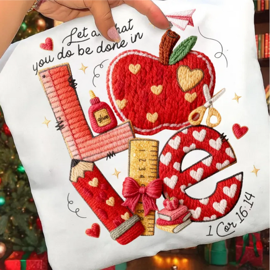 RTS LET ALL THAT YOU DO BE DONE IN LOVE SCHOOL TEACHER DTF DIRECT TO FILM transfers ADULT 10X12