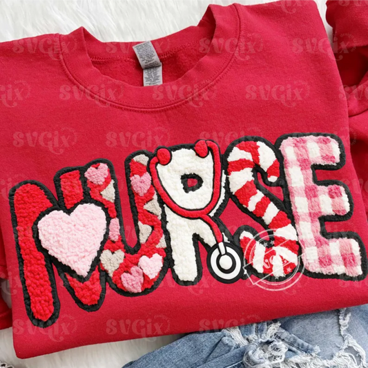 RTS NURSE VALENTINE YARN DTF DIRECT TO FILM transfers ADULT 9X12