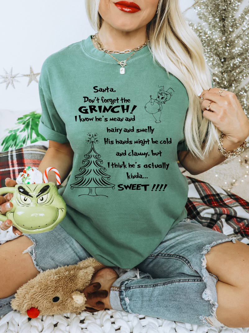 Santa, Don't forget the Greenman Christmas letter SINGLE COLOR BLACK  size ADULT  DTF TRANSFER PRINT TO ORDER 255