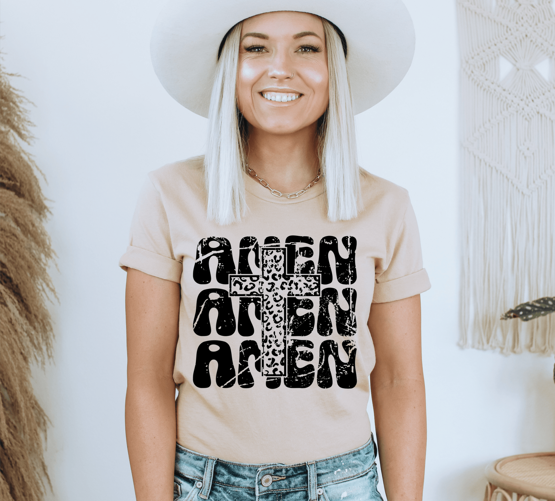 AMEN AMEN AMEN cross leopard SINGLE COLOR BLACK size ADULT DTF TRANSFERPRINT TO ORDER - Do it yourself Transfers