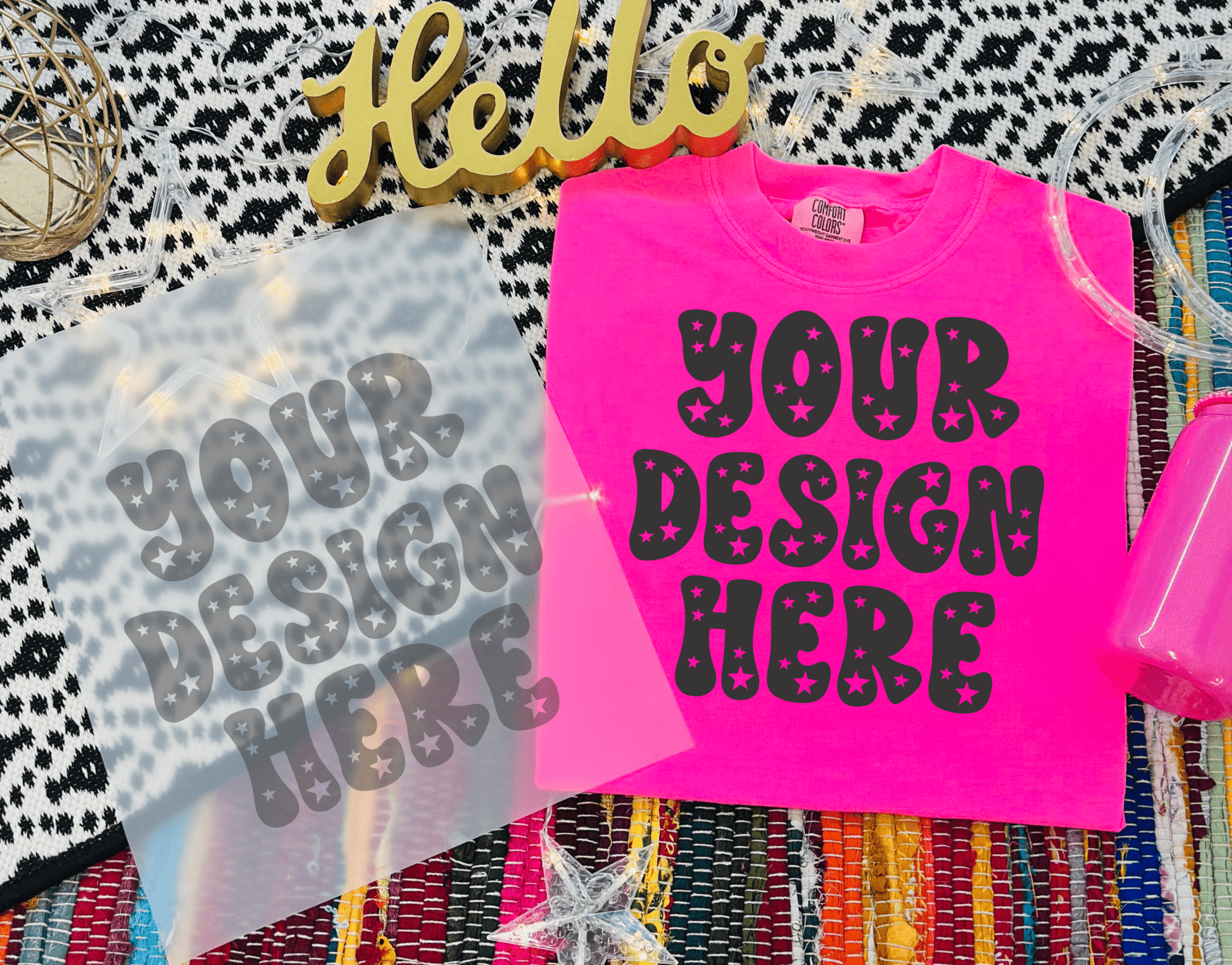 Comfort Colors NEON PINK Mockup digital download PNG - Do it yourself Transfers