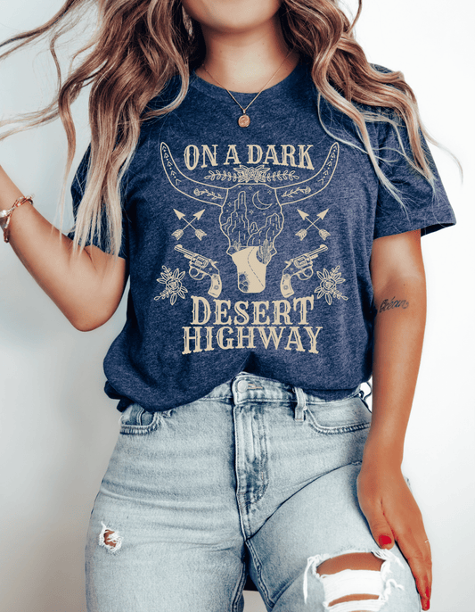 On a dark desert highway boho western SINGLE COLOR TAN CREAM size ADULT DTF TRANSFERPRINT TO ORDER - Do it yourself Transfers