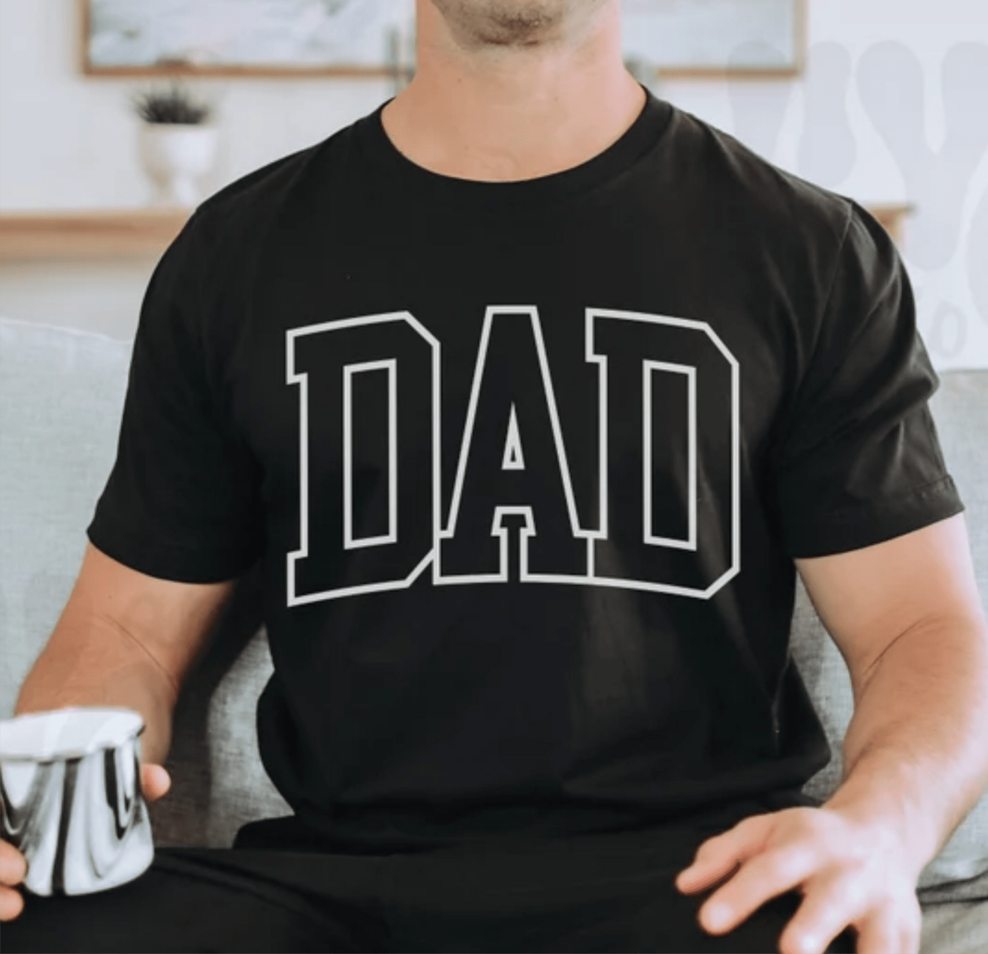 RTS DAD RETRO COLLEGE FONT SINGLE COLOR WHITE Screen Print transfers size ADULT 9X12 - Do it yourself Transfers