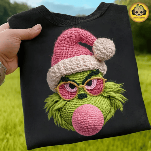 RTS GREEN MAN BUBBLE FAUX CROCHET DTF DIRECT TO FILM transfers ADULT 10X12 - Do it yourself Transfers