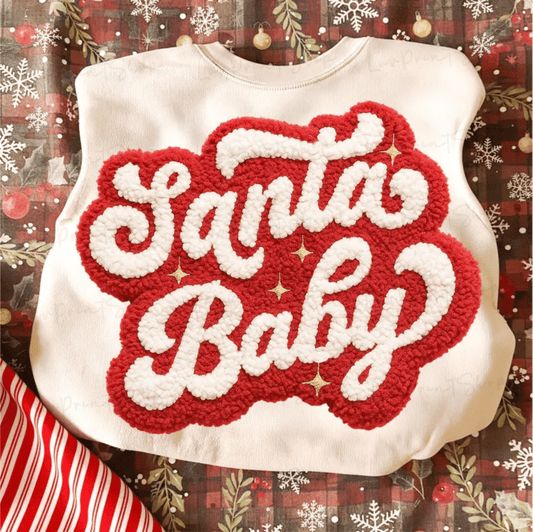 RTS SANTA BABY FAUX RED WHITE DTF DIRECT TO FILM transfers ADULT 10X12 - Do it yourself Transfers