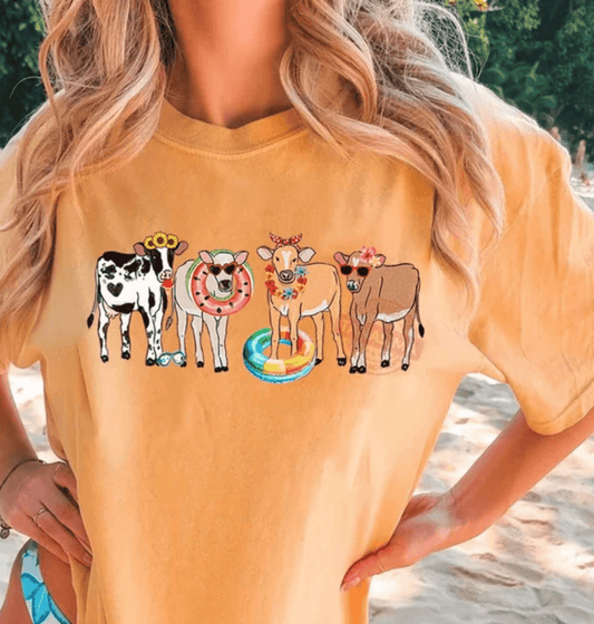 TRANSFER TUESDAY COW SUMMER FLOATIES DTF DIRECT TO FILM transfers ADULT 8X12 - Do it yourself Transfers