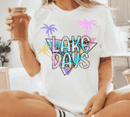 TRANSFER TUESDAY LAKE DAYS PALM TREE MULTI COLOR DTF DIRECT TO FILM transfers size ADULT 10X12 - Do it yourself Transfers