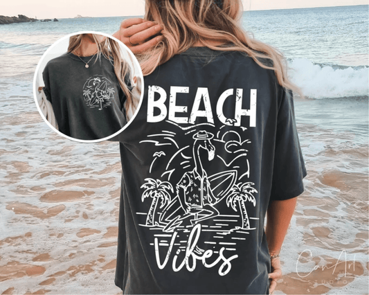 TRANSFER TUESDAY SHIPS FEB 18TH BEACH VIBES FLAMINGO SINGLE COLOR WHITE Screen Print transfers size ADULT 11X12 POCKET - Do it yourself Transfers