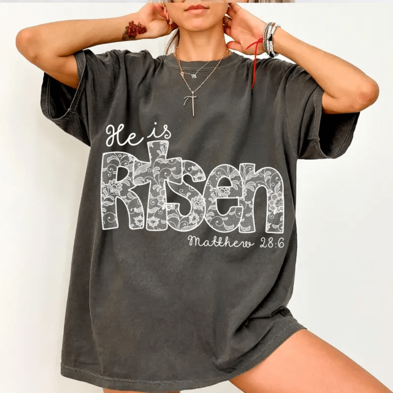 TRANSFER TUESDAY SHIPS FEB 18TH He is RISEN lave SINGLE COLOR WHITE Screen Print transfers size ADULT 9X12 - Do it yourself Transfers