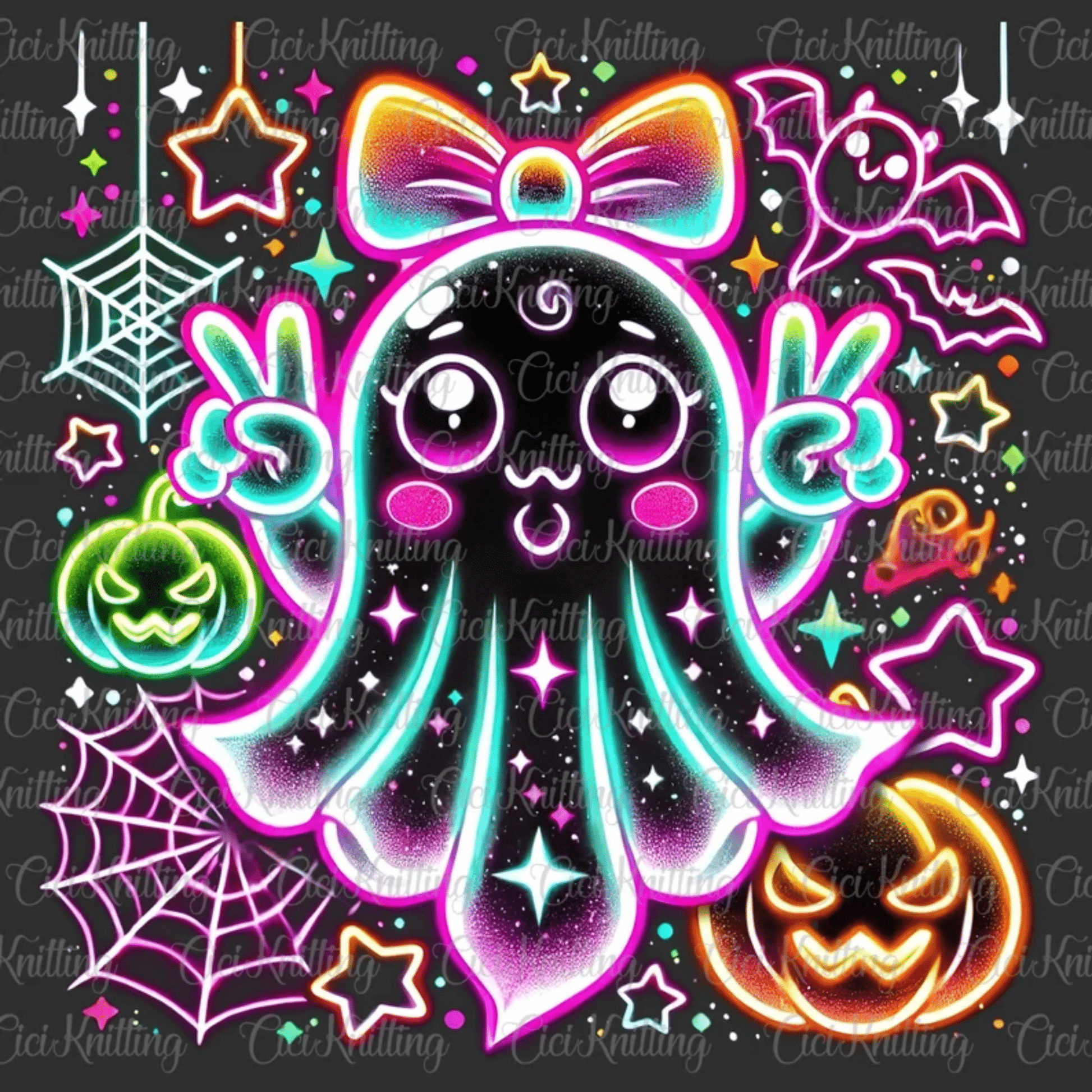 TRANSFER TUESDAY SPOOKY GIRLY GHOST NEON HALLOWEEN DTF DIRECT TO FILM transfers ADULT PICK YOUR SIZE - Do it yourself Transfers