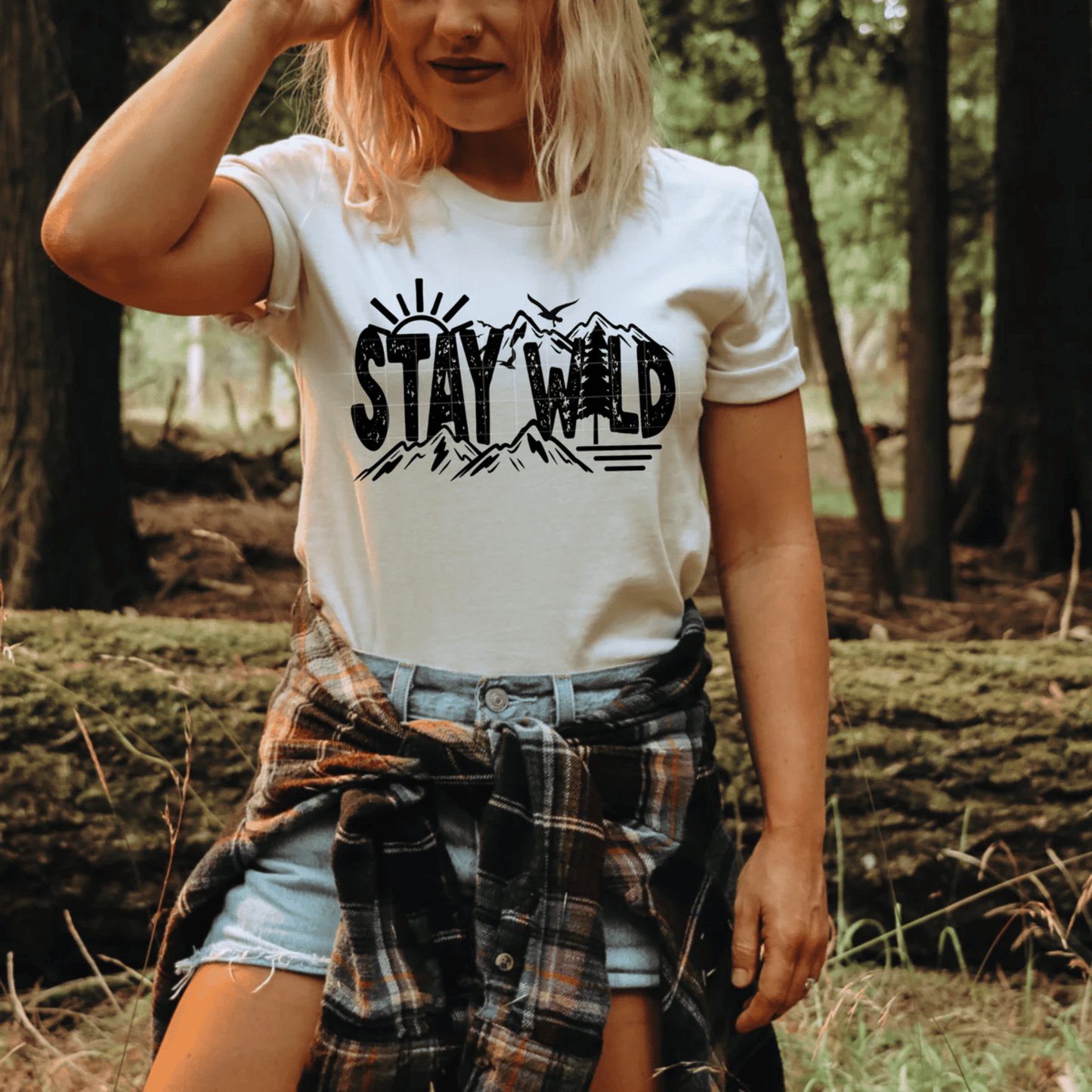 TRANSFER TUESDAY STAY WILD MOUNTAINS SUN SINGLE COLOR BLACK DTF DIRECT TO FILM transfers ADULT 9X12 - Do it yourself Transfers