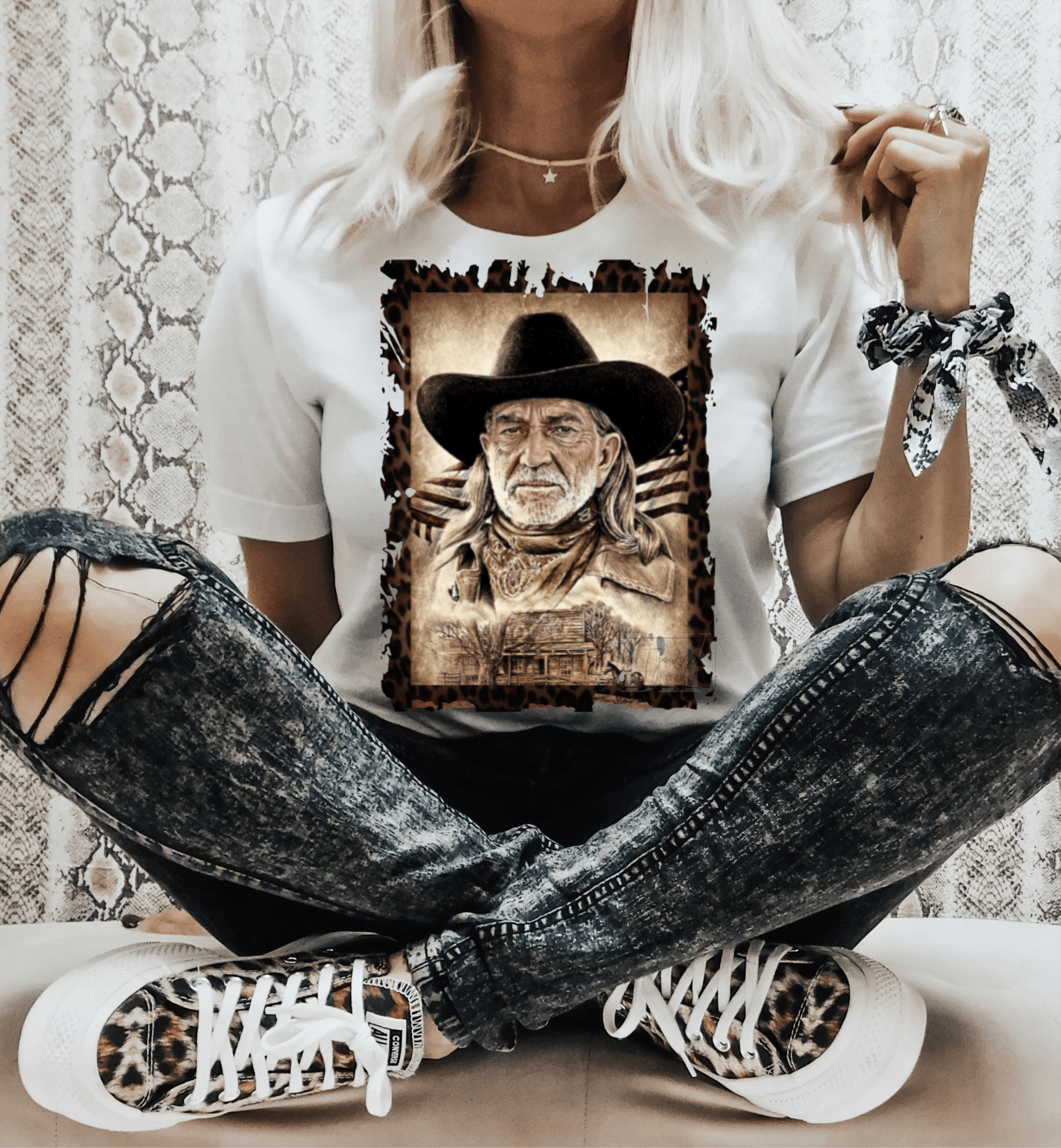 Vintage Willie Cowboy American flag size ADULT DTF TRANSFERPRINT TO ORDER - Do it yourself Transfers