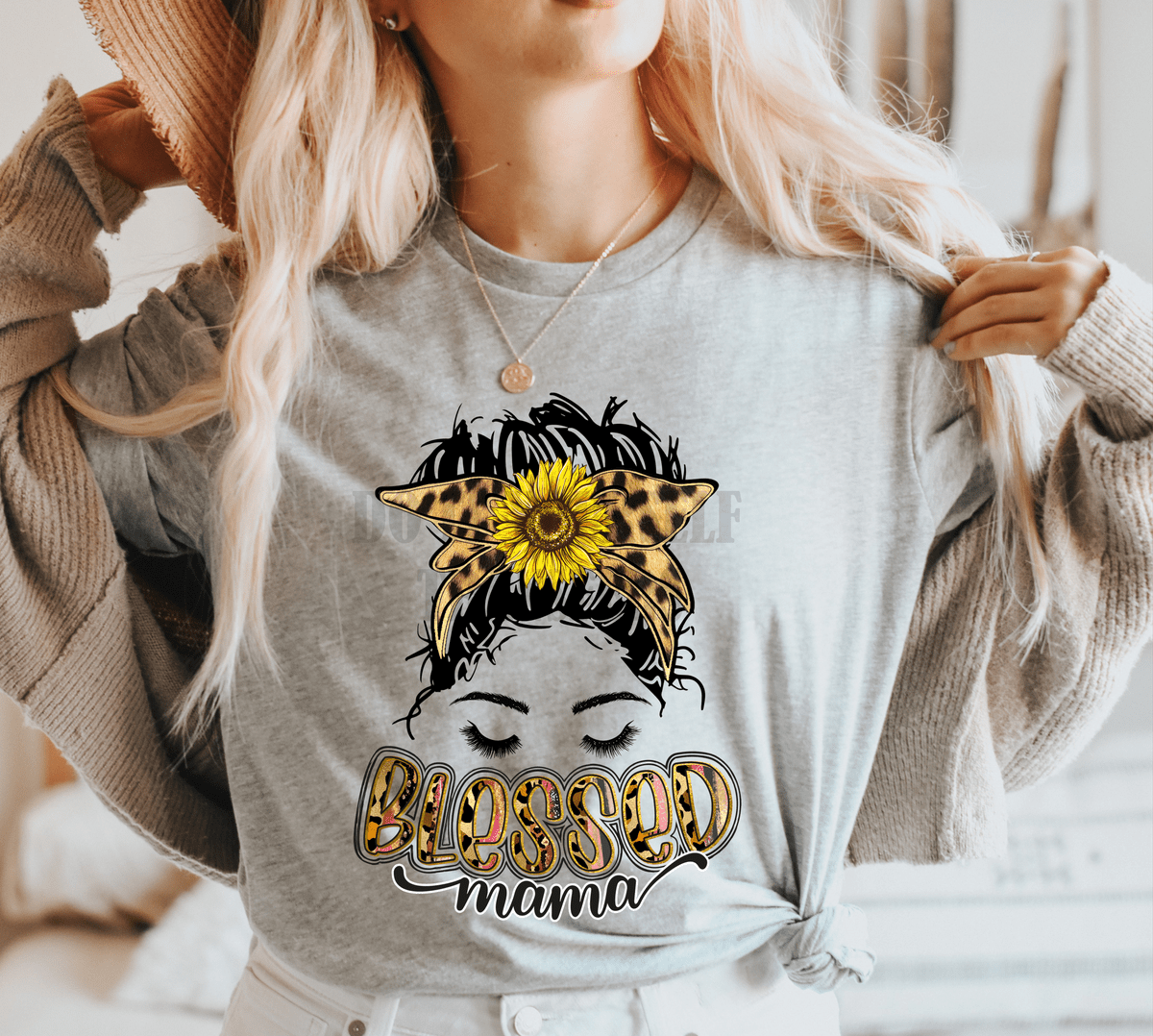 Blessed mama mom bun sunflower ADULT size .2 DTF TRANSFER PRINT TO ORDER 72 - Do it yourself Transfers