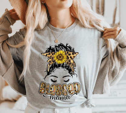 Blessed mama mom bun sunflower ADULT size .2 DTF TRANSFER PRINT TO ORDER 72 - Do it yourself Transfers